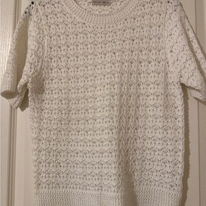 White Crochet Short Sleeve Top